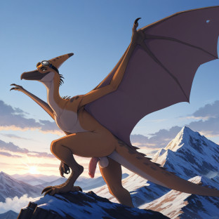 Pteranodon Perched on Mountain Peak