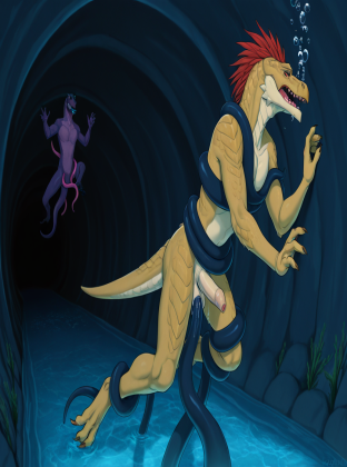 Alien Creature in Underwater Tunnel
