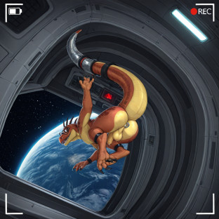 Astronaut Dino Recording in Space Station