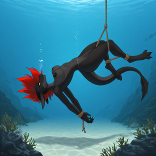 Bound Dragoness Underwater