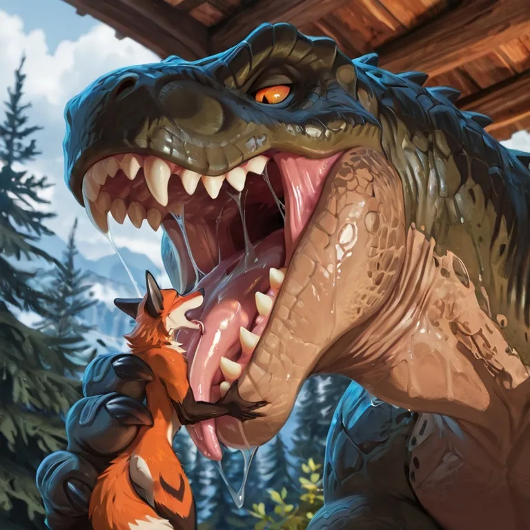 Predator's Open Maw with Prey Clinging Inside