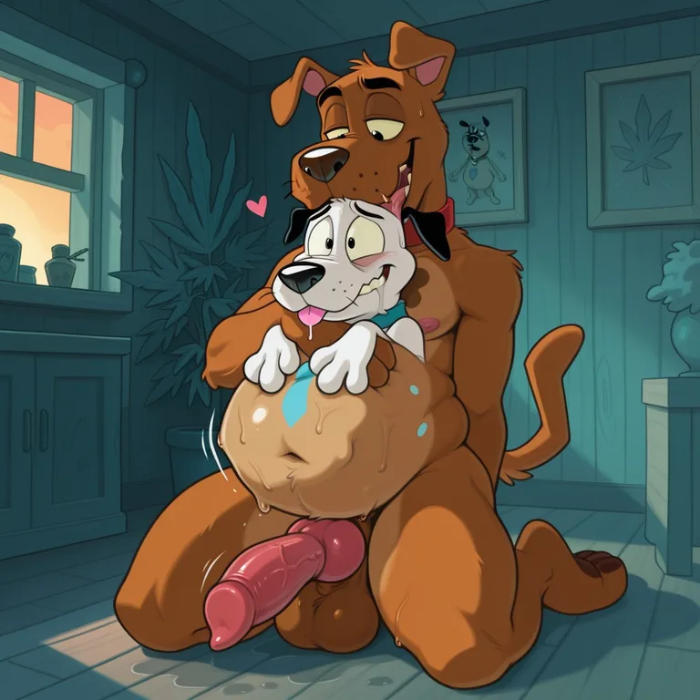 Chubby Courage The Cowardly Dog In A Trippy Romantic Setting
