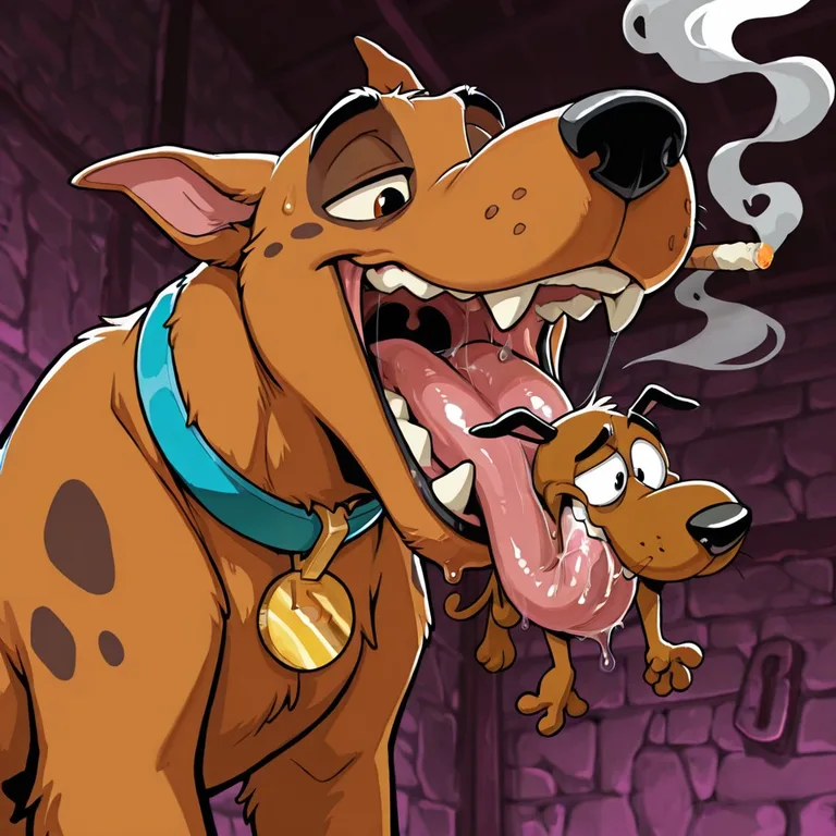 Scooby and Courage Sharing a Cozy Smoke Together