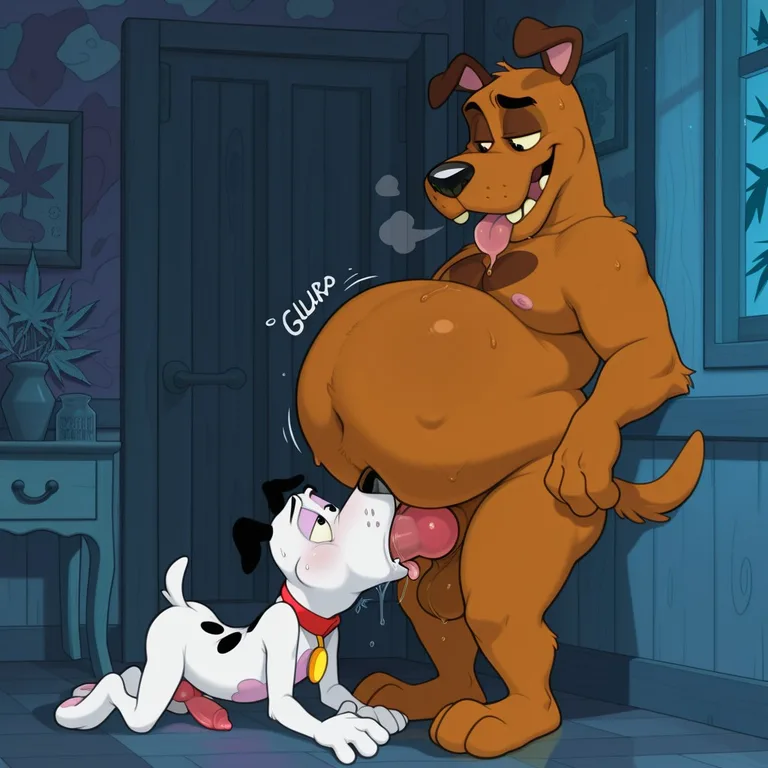 Two Courage Dogs in Romantic Ambiance