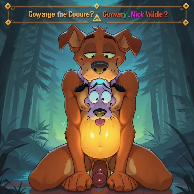 Two Anthro Characters in a Neon Glowing Room