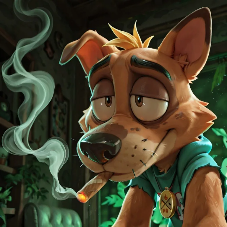 Courage The Cowardly Dog Enjoys A Green Glow-In-The-Dark High