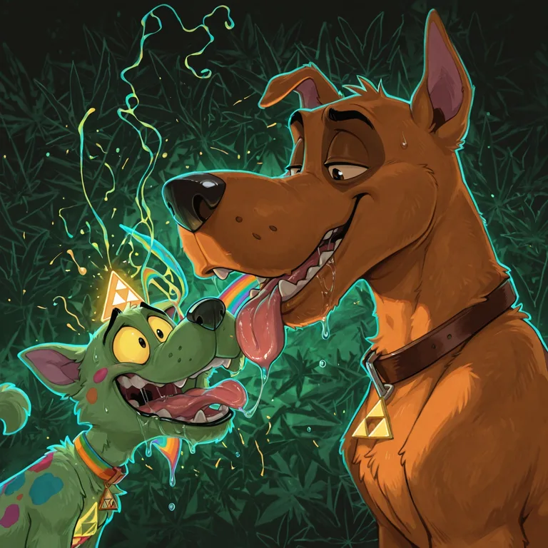 Trippy Courage the Cowardly Dog with Neon Fur