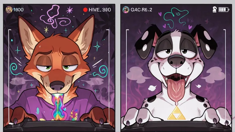 Anthro Stoner Wolf Playing Video Games