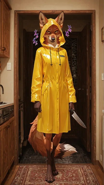 Maned Wolf in Yellow Raincoat, Kitchen Knife