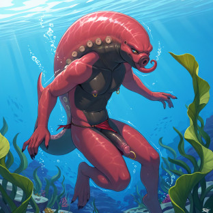 Sergal Male Trapped by Giant Octopus