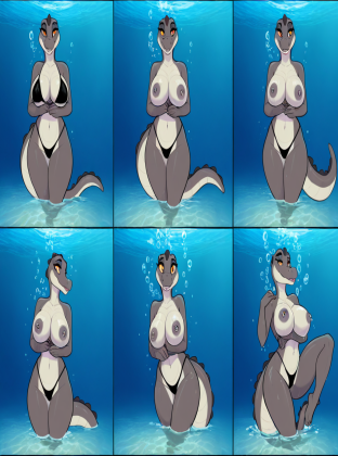 Sassy Crocodile Stripping Underwater