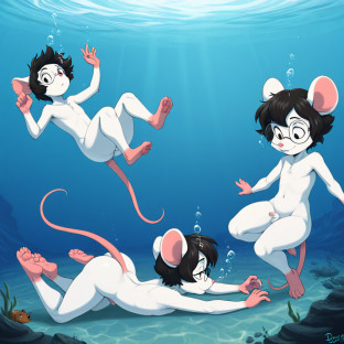 Mouse Underwater with Glasses