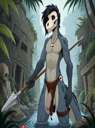 Primal Raptor Warrior in Rainy Jungle Ruins