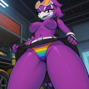 Anthropomorphic Swallow in Rainbow Bikini