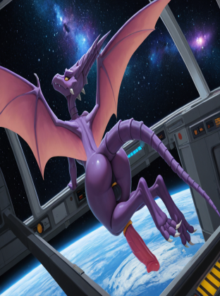 Alien Creature with Intricate Wings and Space Station