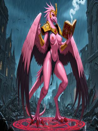 Tzeentch's Avian Lord in Rainy Ruins