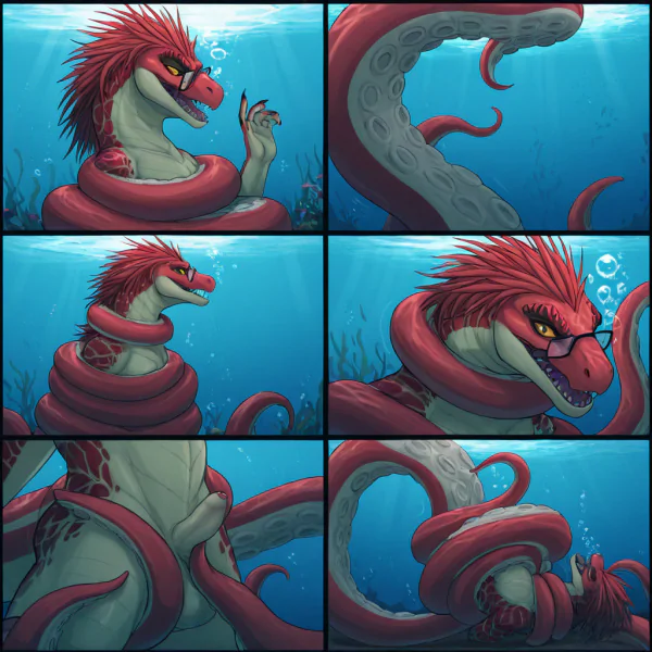 Alien Creature Attacked by Giant Octopus