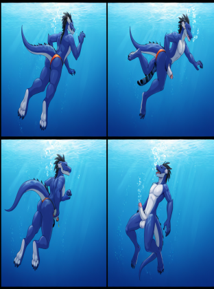 Dragon in Speedo Underwater