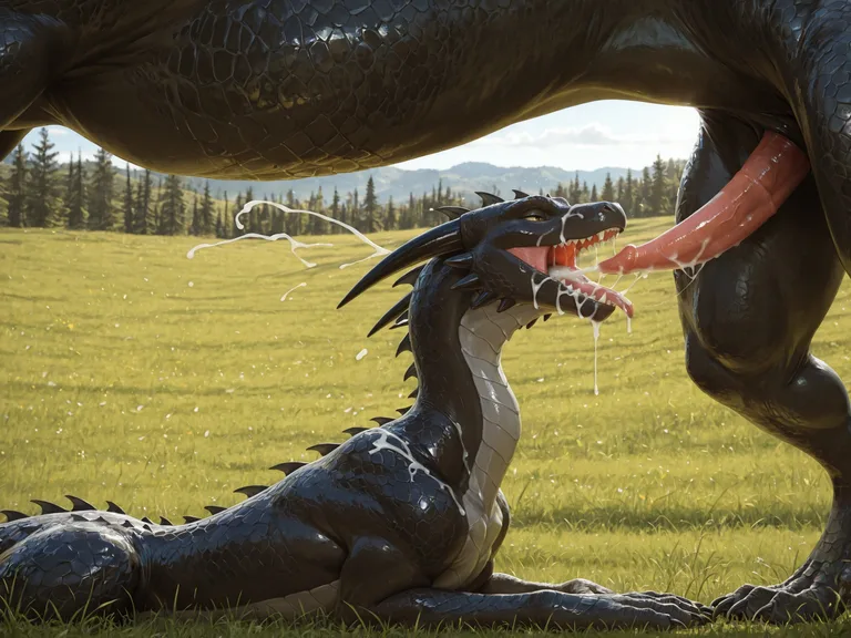 Dragon and Cetacean in Passionate Embrace