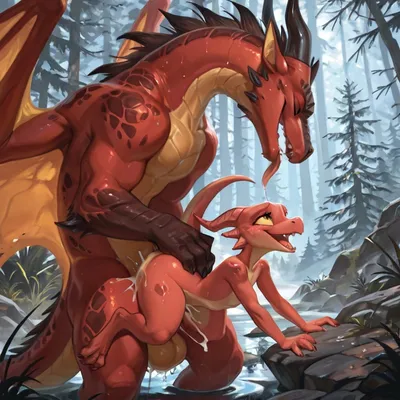 Dragon and Kobold Intimate Embrace