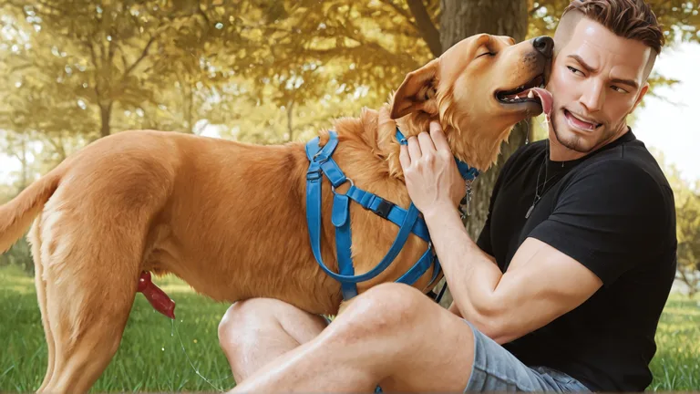 Canid Pair Engaged in Intimate Foreplay