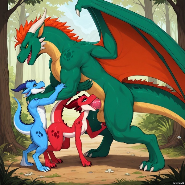 Dragon Mating with Two Kobolds