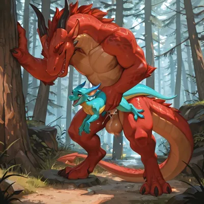 Giant Dragon Mating with Playful Kobold