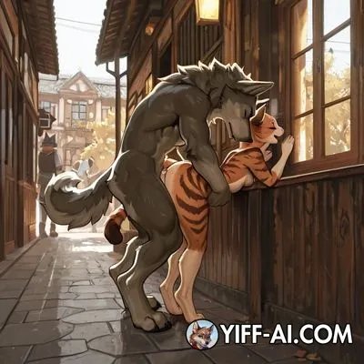 anthro_on_anthro, cat_tail, wolf_tail, public_sex, 