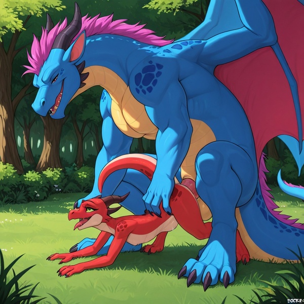 Blue Dragon with Two Kobolds
