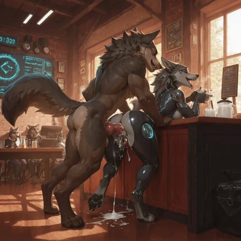 Passionate Cyborg and Wolf in Sexual Contest