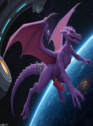 Alien with Enhanced Anatomy in Cosmic Setting