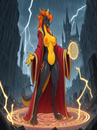 Mystical Queen in Rainy Castle Ruins
