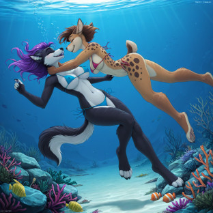 Underwater Duo Embracing Passionately
