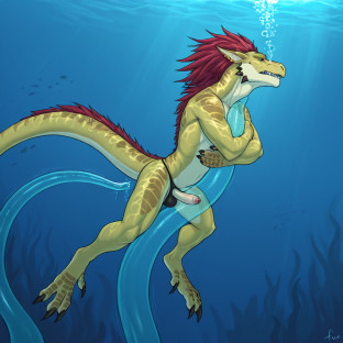 Alien Creature Submerged with Tentacles