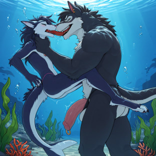 Furry Duo Underwater Struggle