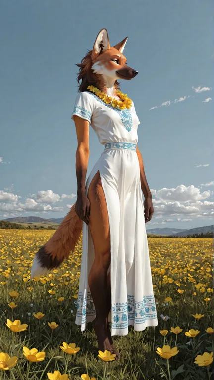Maned Wolf Woman in Ukrainian Dress