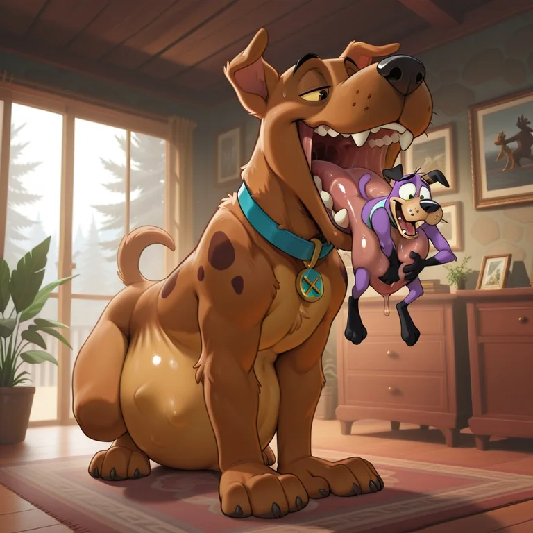 Courage and Scooby Sharing a Quiet Meadow