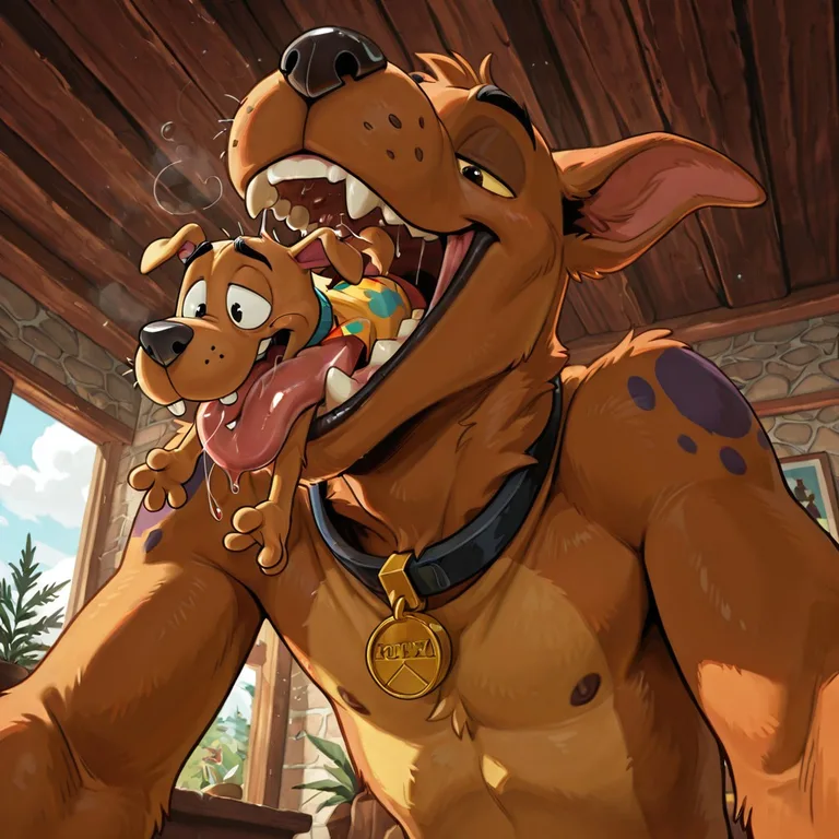 Courage and Scooby Sharing a Mellow Moment