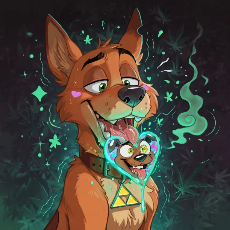 Courage the Cowardly Dog with Neon Rainbow Spots