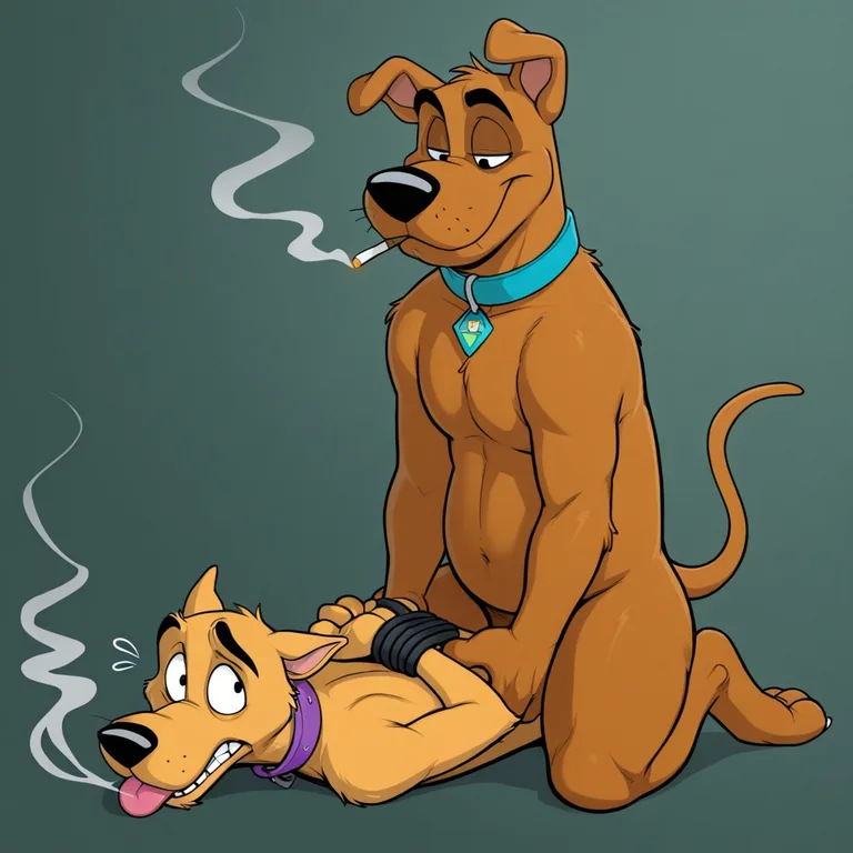 Courage and Scooby Bound Together Smoking