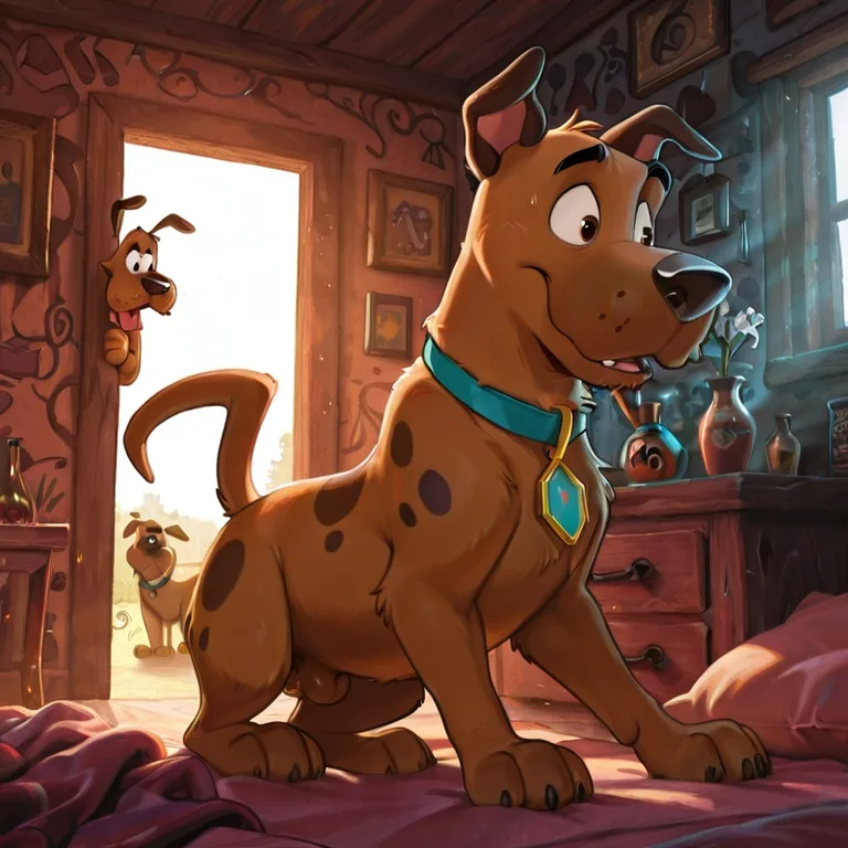 Cartoon Dogs in Spooky Adventure