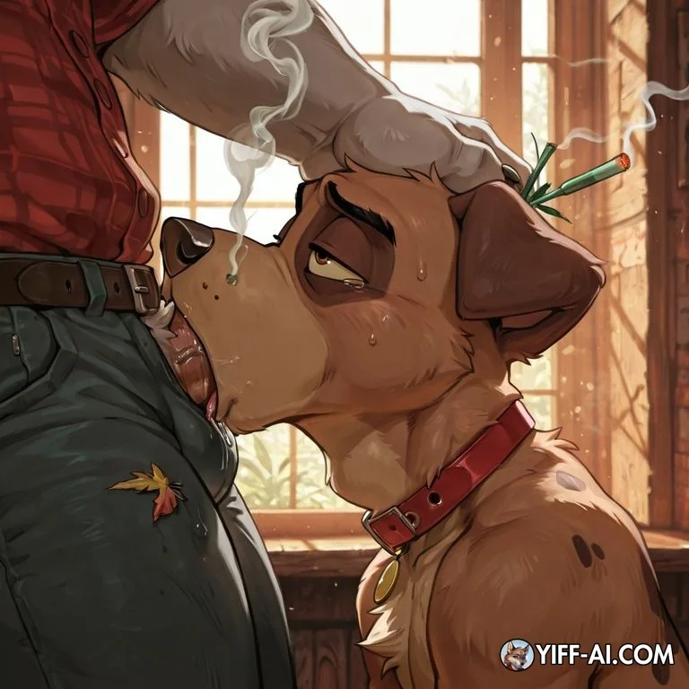 Courageous Canines Enjoying a Smoke Session