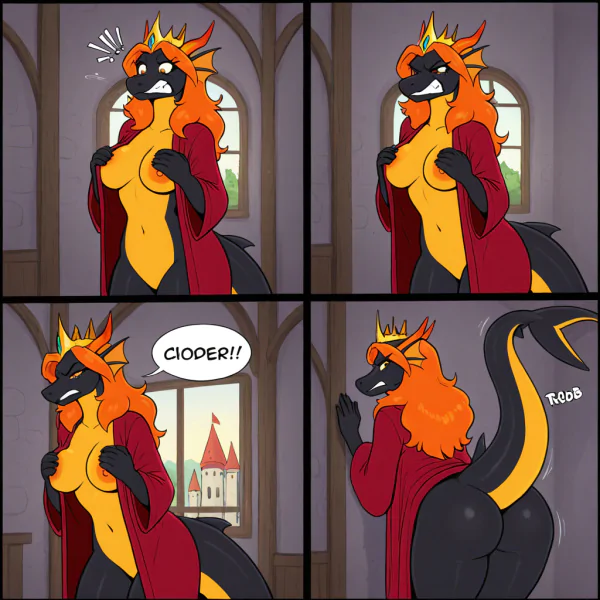 Sultry Furry Queen in Royal Chambers