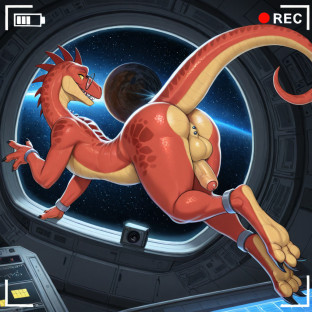 Astronaut Dinosaur in Space Station