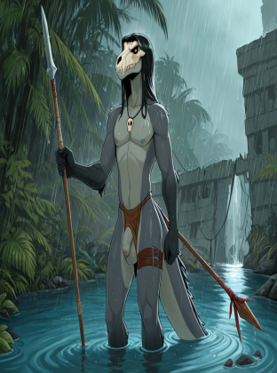 Jungle Raptor Warrior in Rainy Ruins