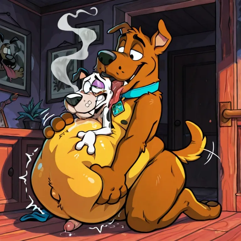 Scooby And Courage In A 90s Cartoon Scene