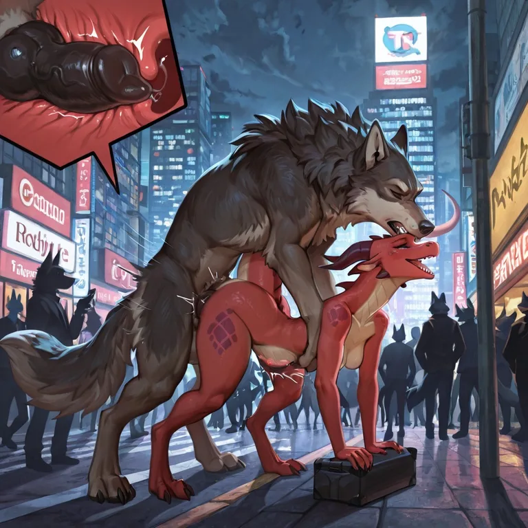 A Wolf and a Dragon in a Crowded City