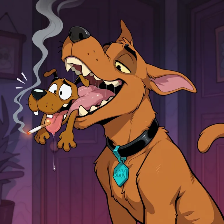 Scooby and Courage Share a Quiet Moment in the Yard