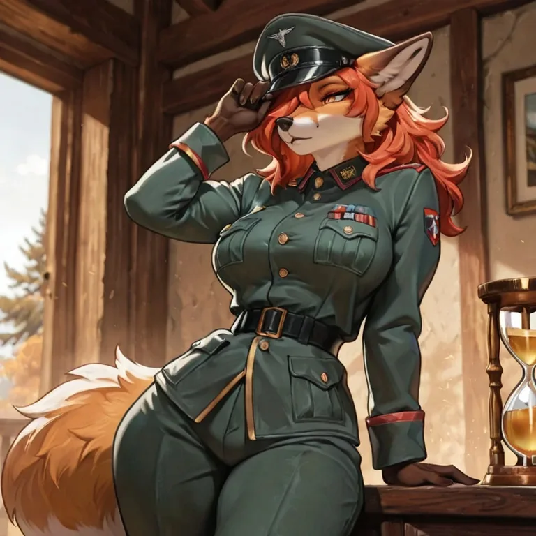 Red Fox Soldier Stands At Attention
