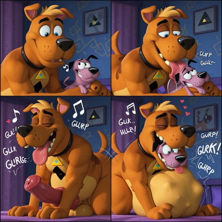 Courage the Cowardly Dog in Romantic Cityscape